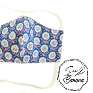 blue pink flower face mask