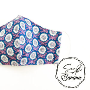 blue pink flower face mask