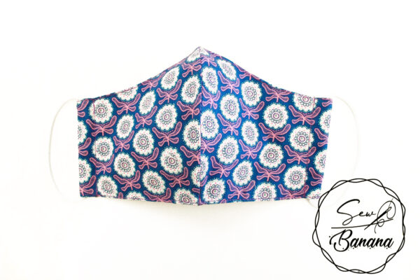 blue pink flower face mask