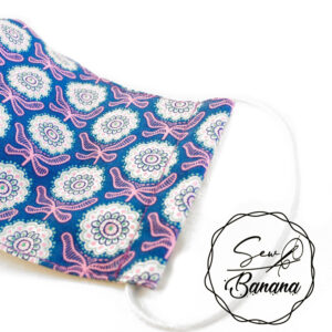 blue pink flower face mask