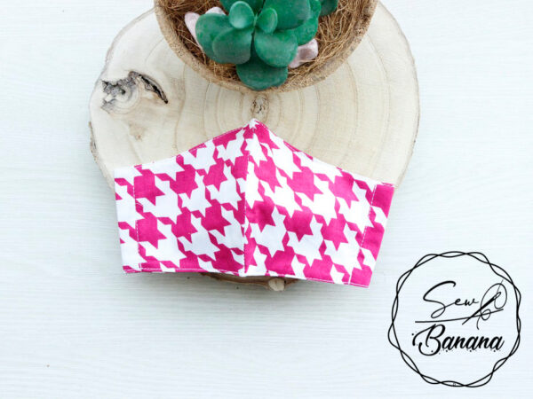 pink checkered mask